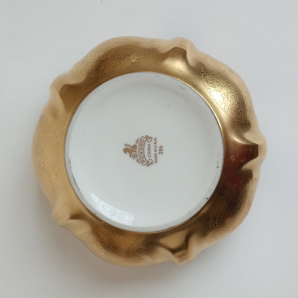 Elegant Pickard Gold Antique Porcelain China Decorative Tulip Bowl MCM Era - Picture 4 of 7